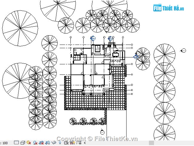 biệt thự gia đình,Revit biệt thự trệt 15.2x16.2m,phong cách cổ điển,Biệt thự nhà vườn 15.2x16.2m,nhà vườn 15.2x16.2m